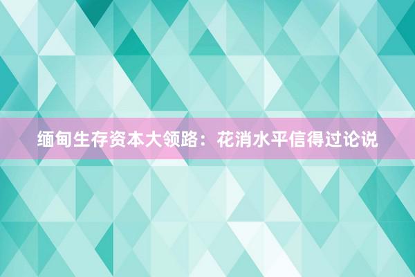 缅甸生存资本大领路：花消水平信得过论说